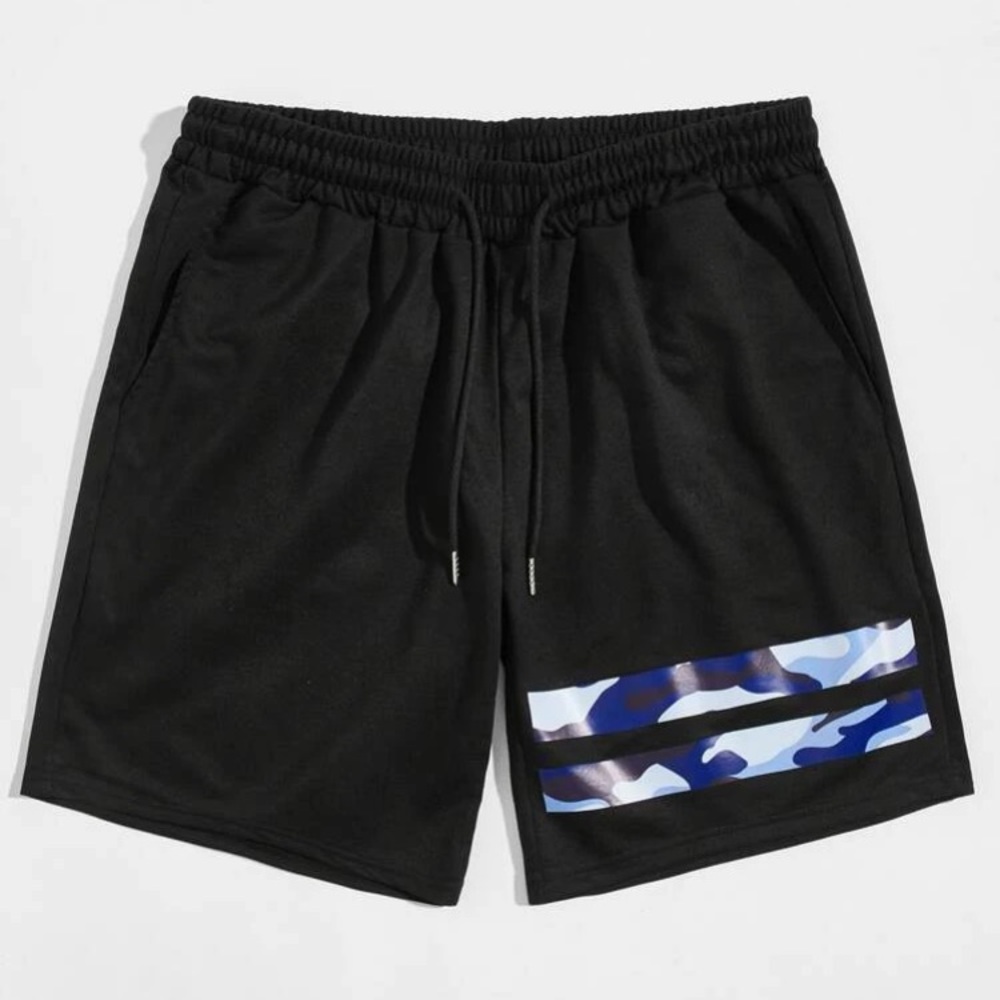 Guys camo striped Drawstring Shorts